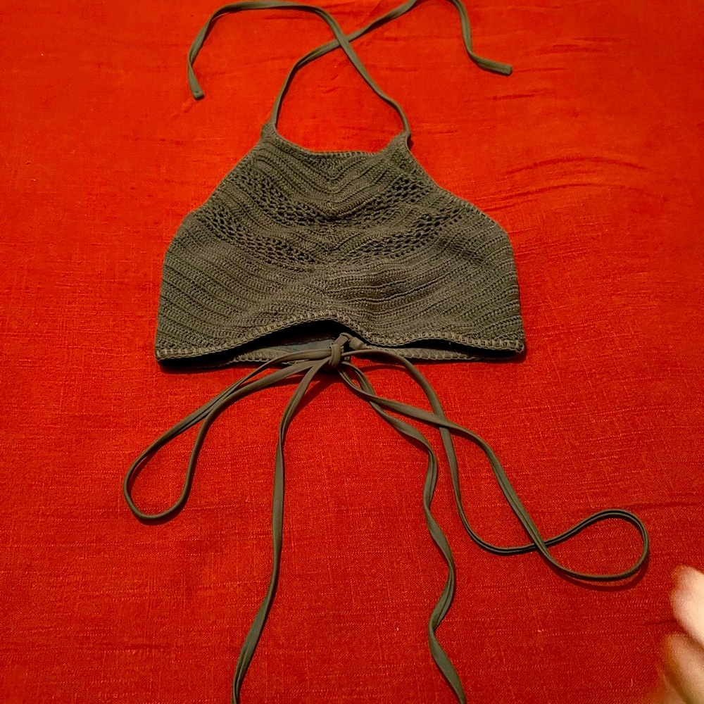 Crochet knit bathing halter top